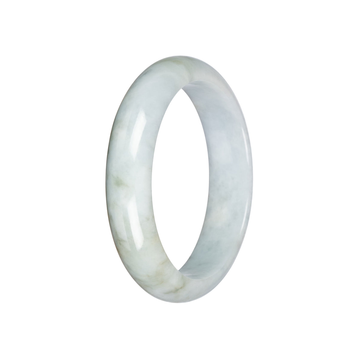 Authentic Pale Green Burmese Jade Bangle - 59mm Half Moon