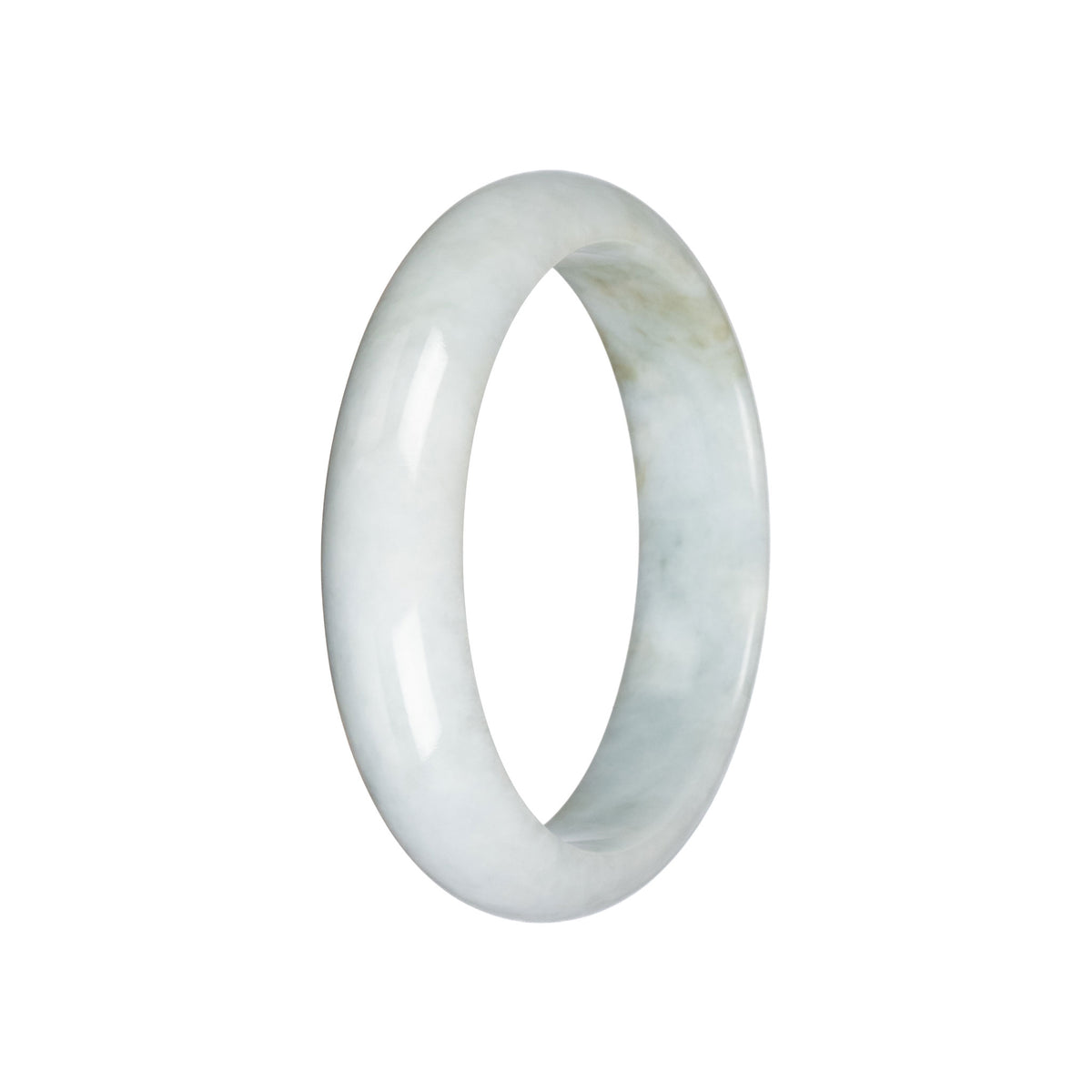 Untreated Pale Green Burmese Jade Bangle Bracelet - 59mm Half Moon