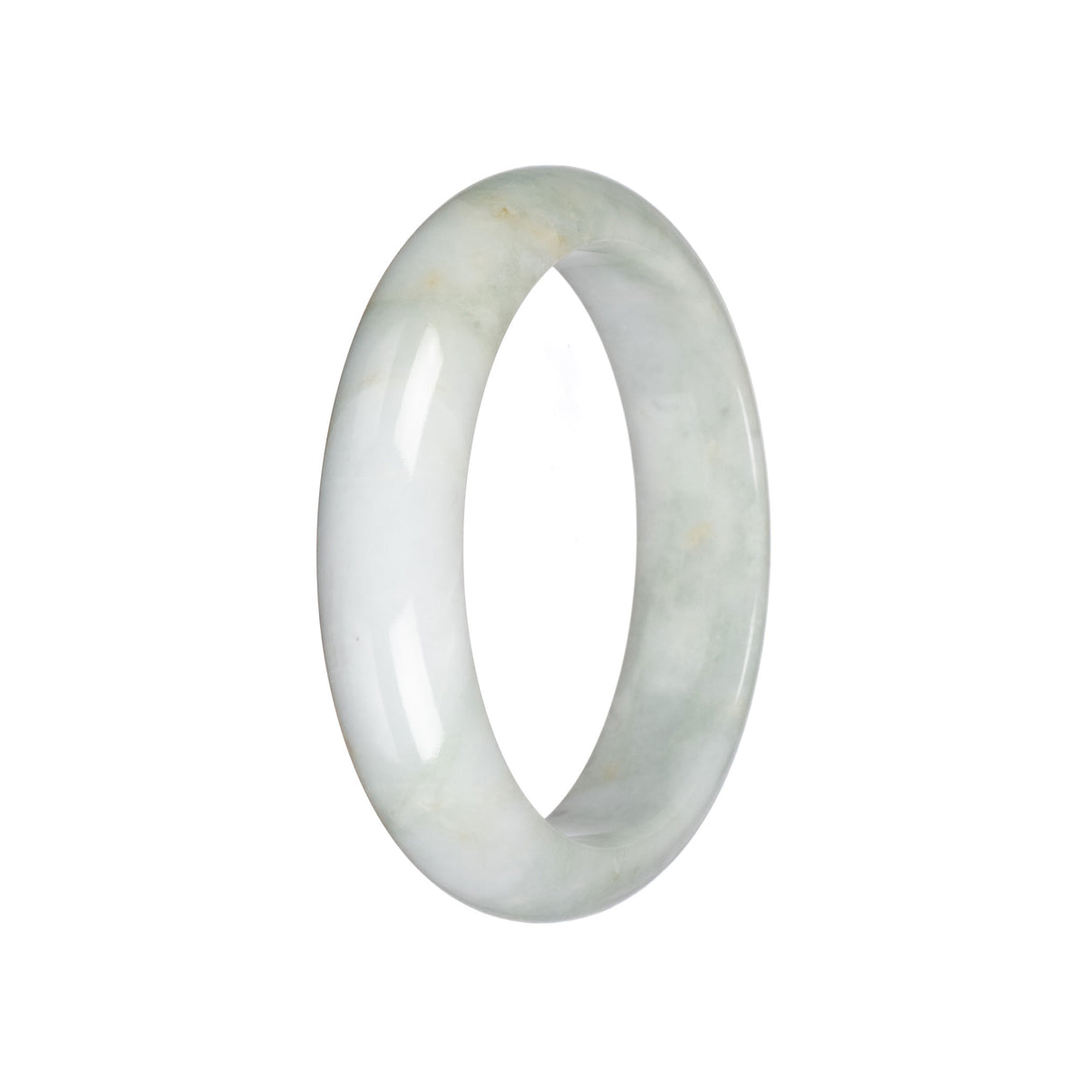 Untreated Pale Green Jadeite Bangle - 59mm Half Moon