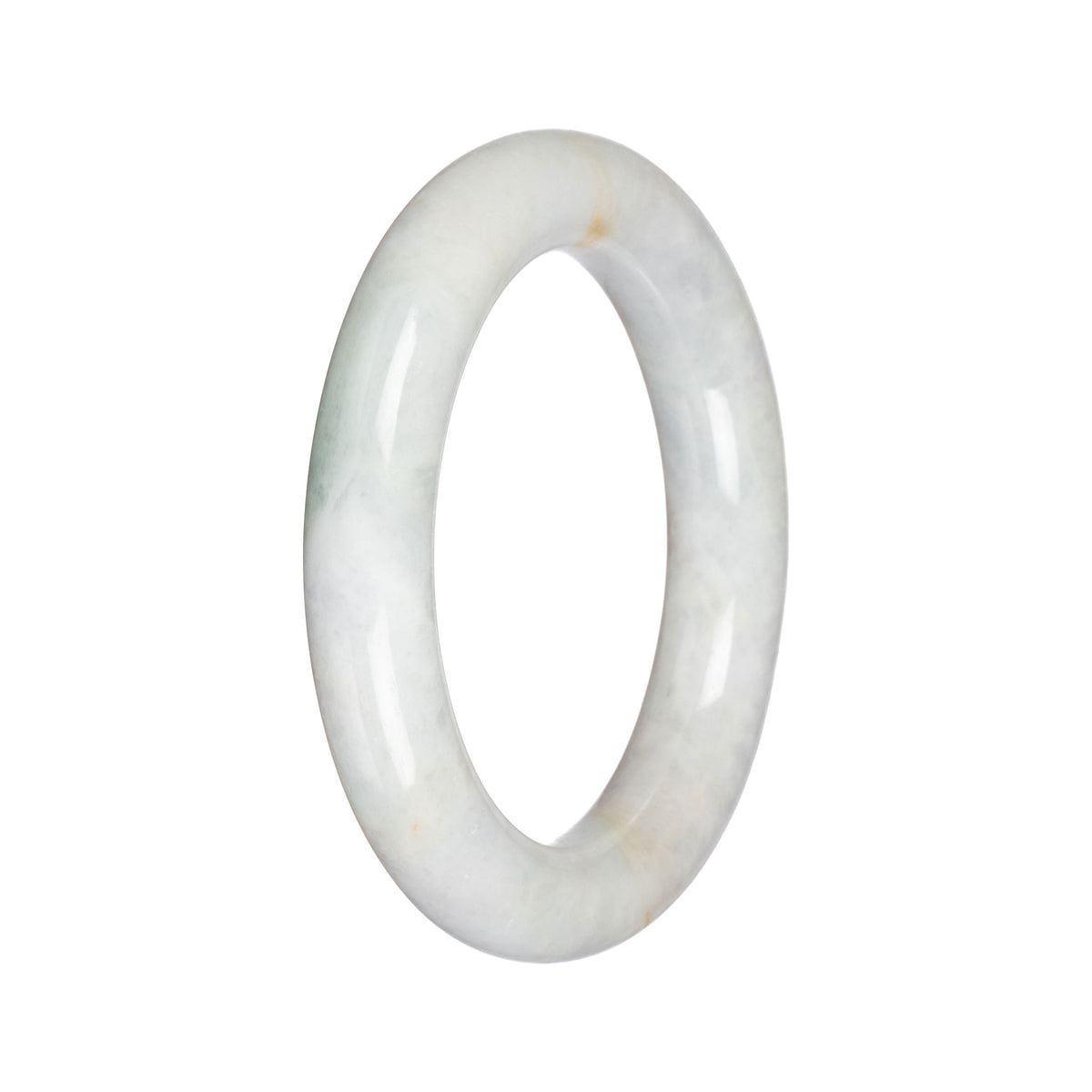 Real White with Pale Green Traditional Jade Bangle - 57mm Round