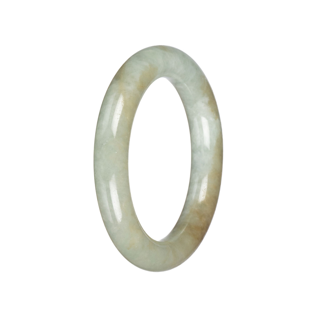 Natural Pale Green with Olive Green Jade Bangle - 55mm Round