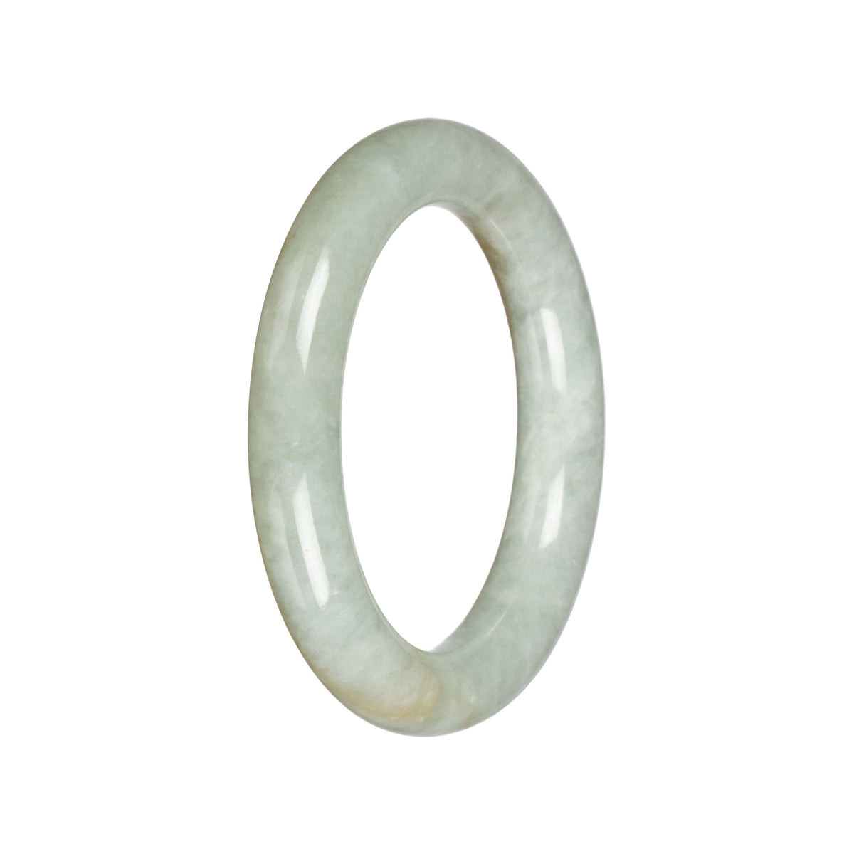 Natural Pale Green with Olive Green Jade Bangle - 55mm Round