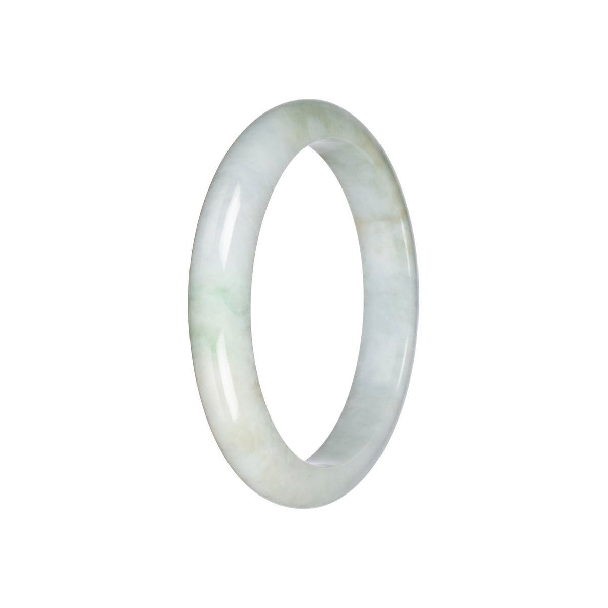 Real Pale Green Jade Bangle Bracelet - 58mm Half Moon