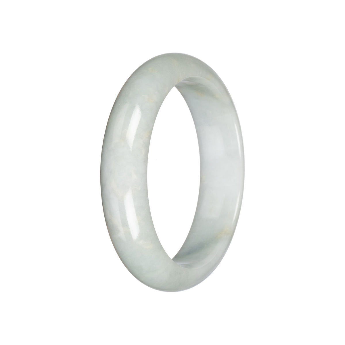 Grade A Pale Green Jade Bangle - 58mm Half Moon