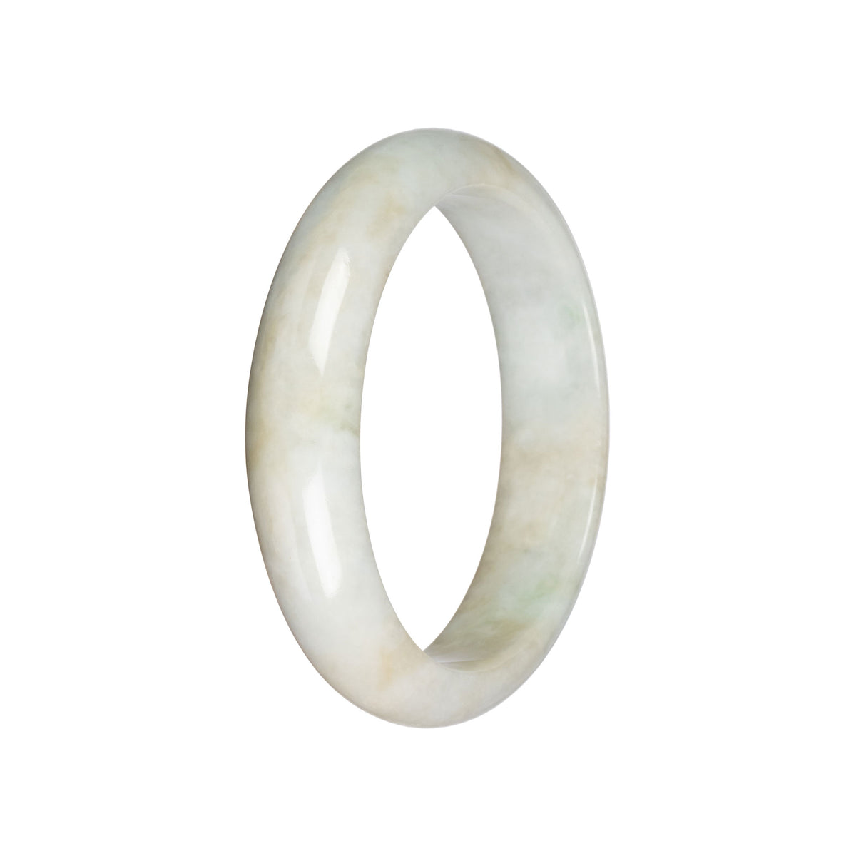 Authentic Pale Green Burmese Jade Bangle - 59mm Half Moon