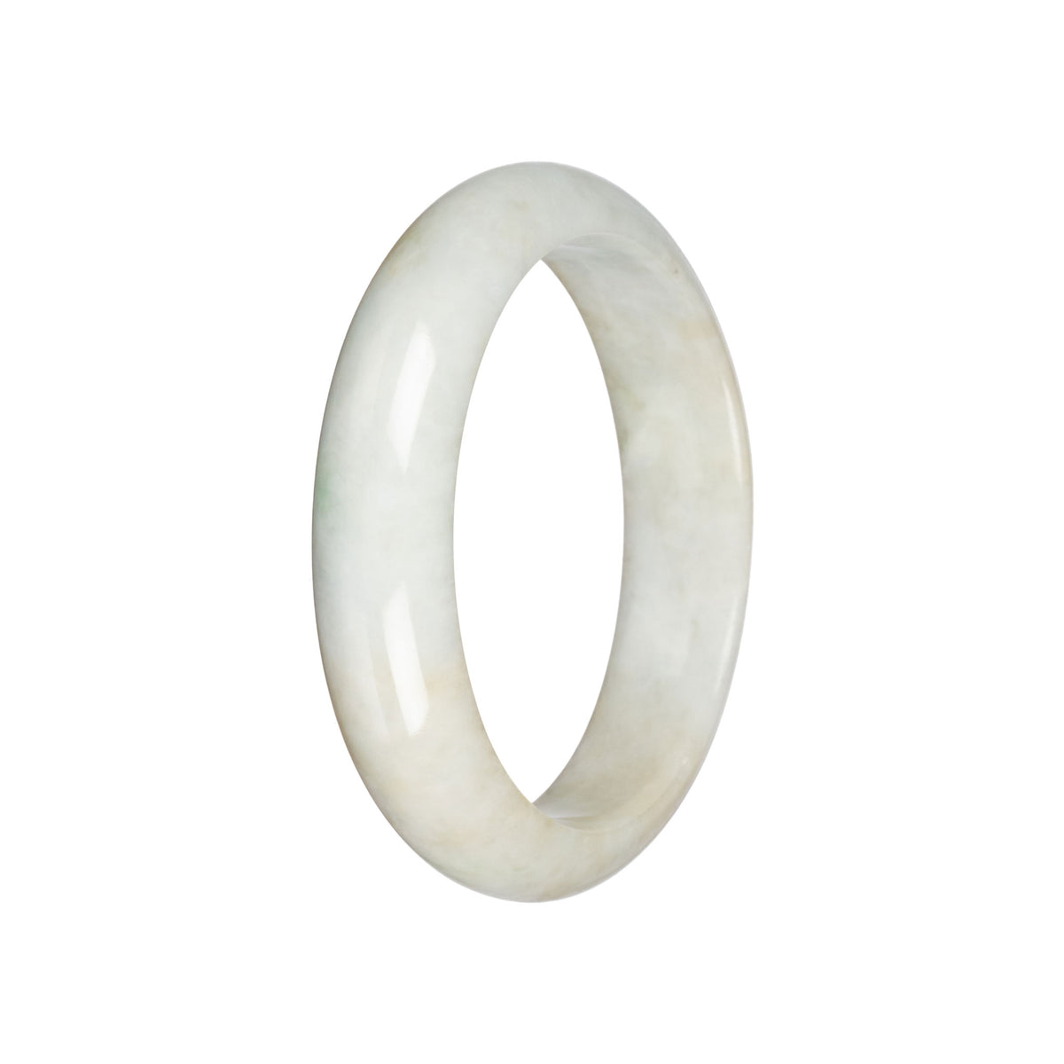 Authentic Pale Green Burmese Jade Bangle - 59mm Half Moon