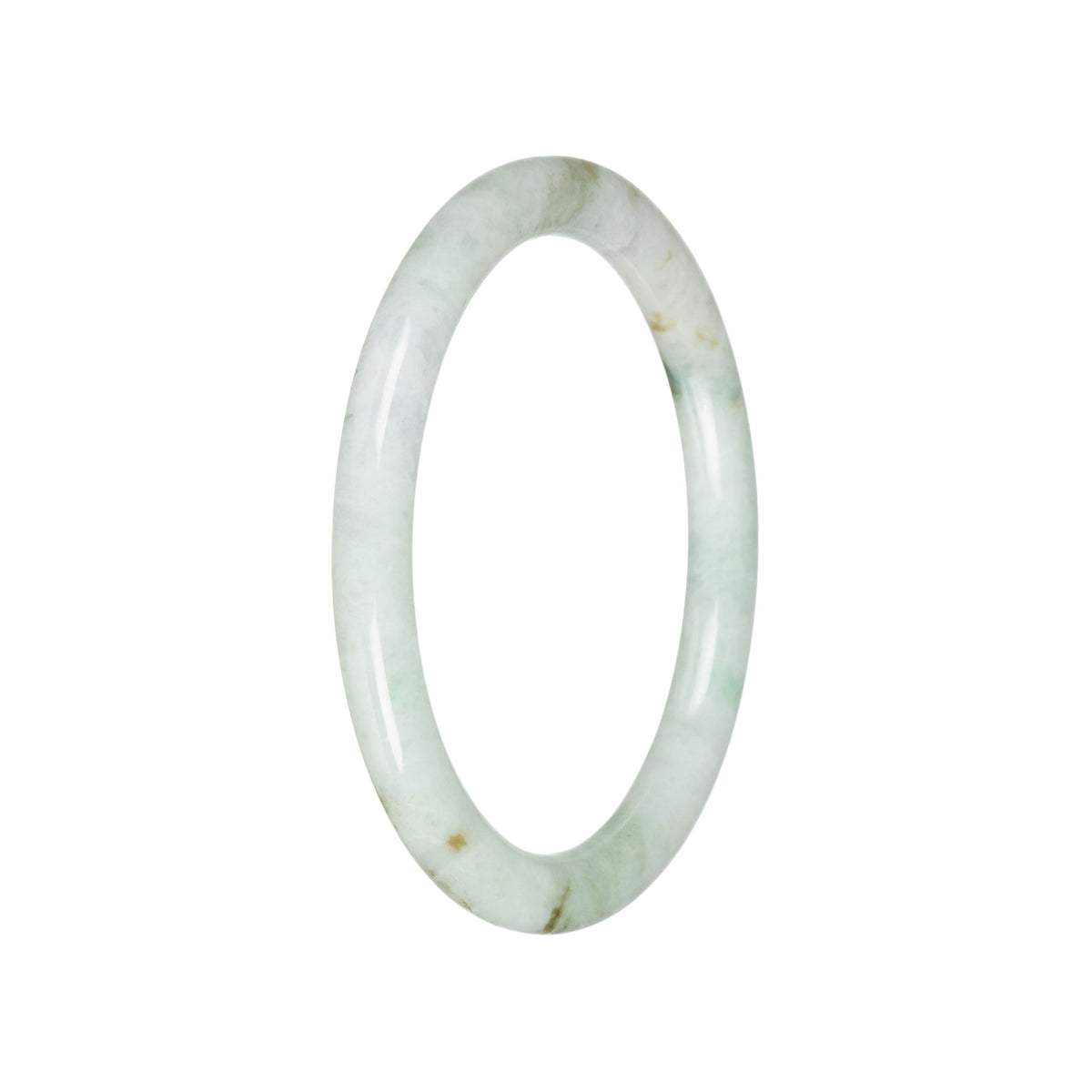 Untreated Pale Green with Dark Green Jadeite Bangle - 59mm Petite Round