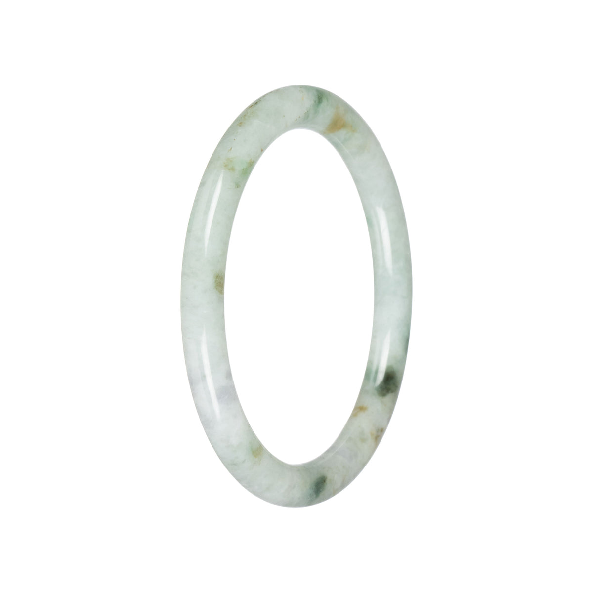 Untreated Pale Green with Dark Green Jadeite Bangle - 59mm Petite Round