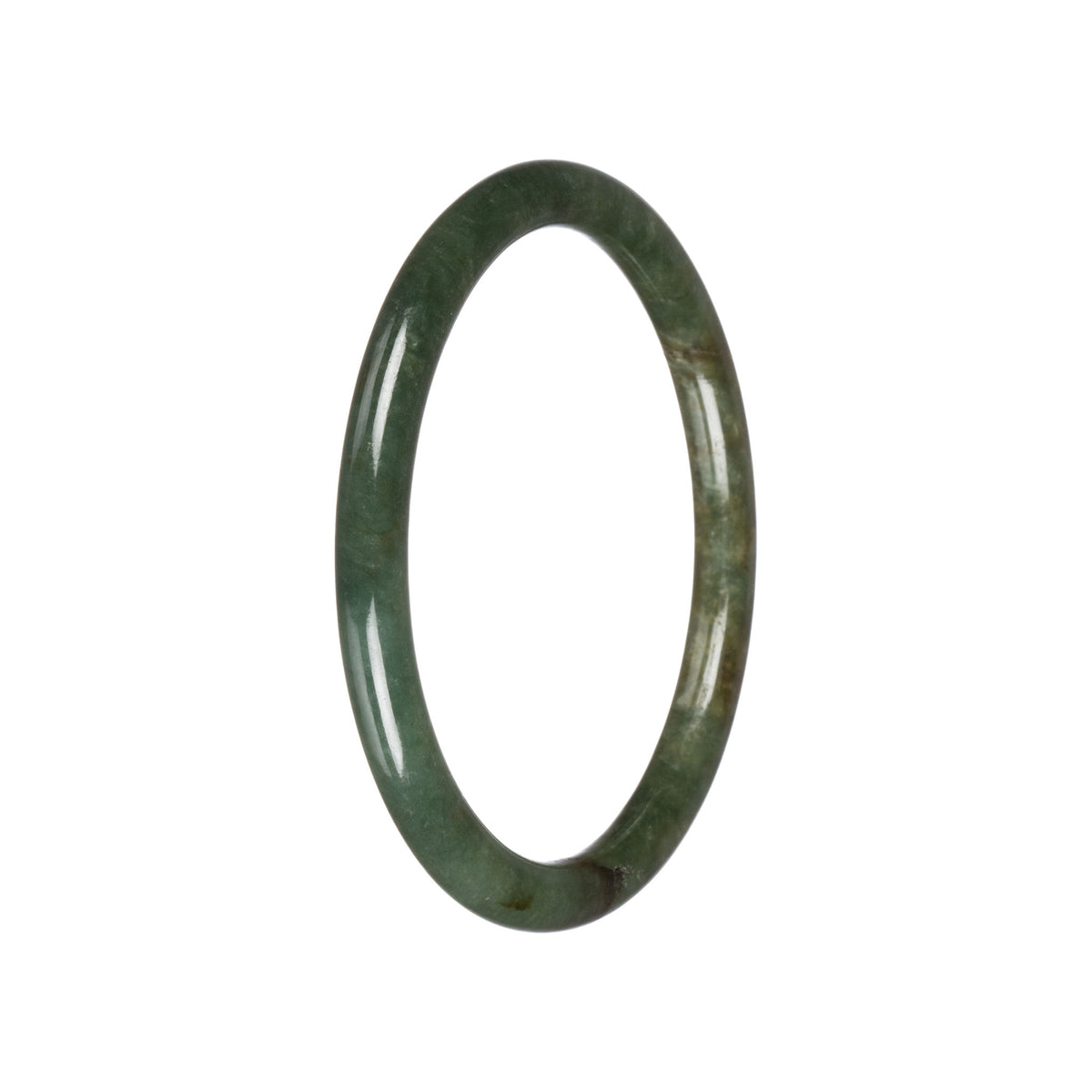 Untreated Green Jade Bangle - 61mm Petite Round