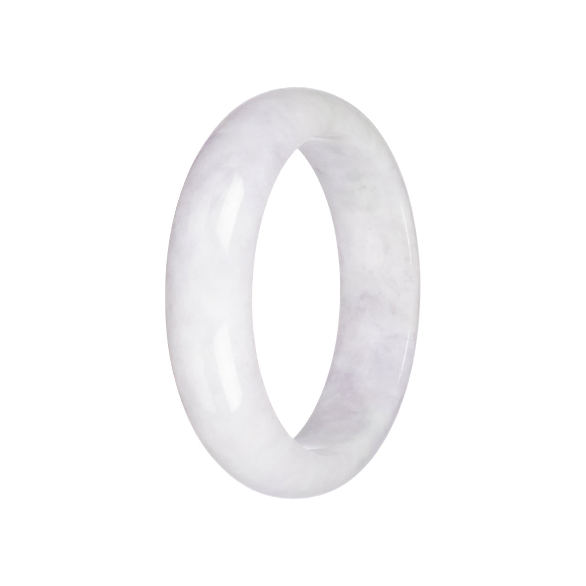 Grade A White with Green Jadeite Jade Bangle - 58mm Half Moon