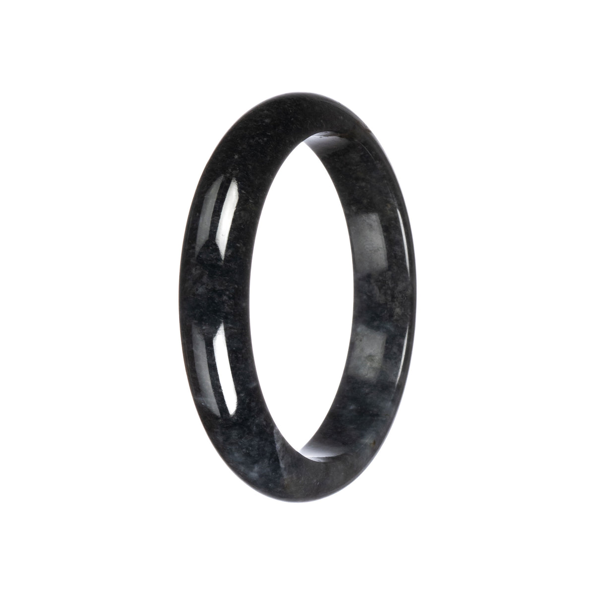 Untreated Black Jadeite Bangle - 58mm Half Moon