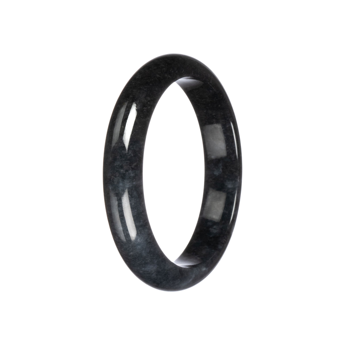 Untreated Black Jadeite Bangle - 58mm Half Moon