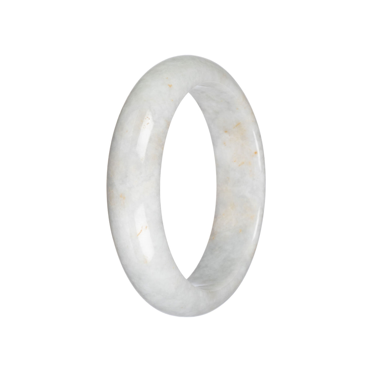 Genuine Greyish White Jadeite Bangle - 59mm Half Moon