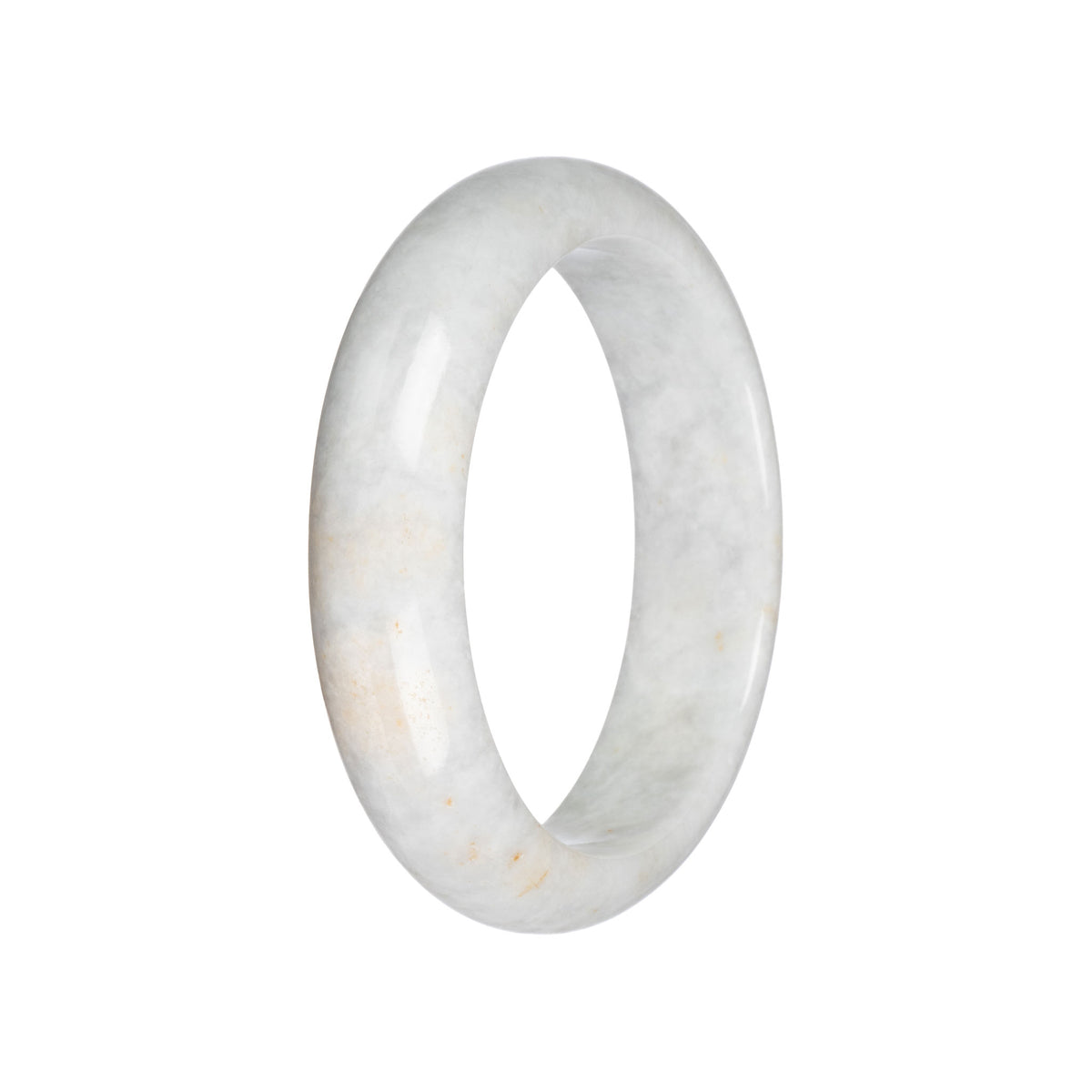 Genuine Greyish White Jadeite Bangle - 59mm Half Moon