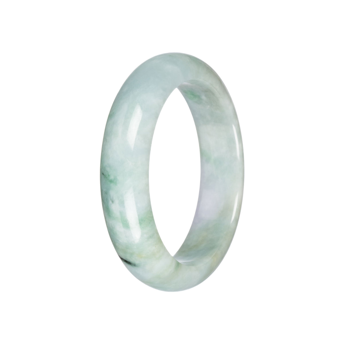 Real Light Green with Light Lavender Jadeite Bangle - 57mm Half Moon