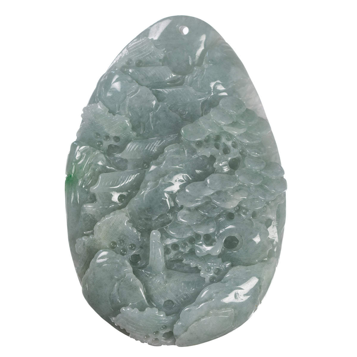 Jade Landscape Scenery Pendant - Authentic Green Jadeite