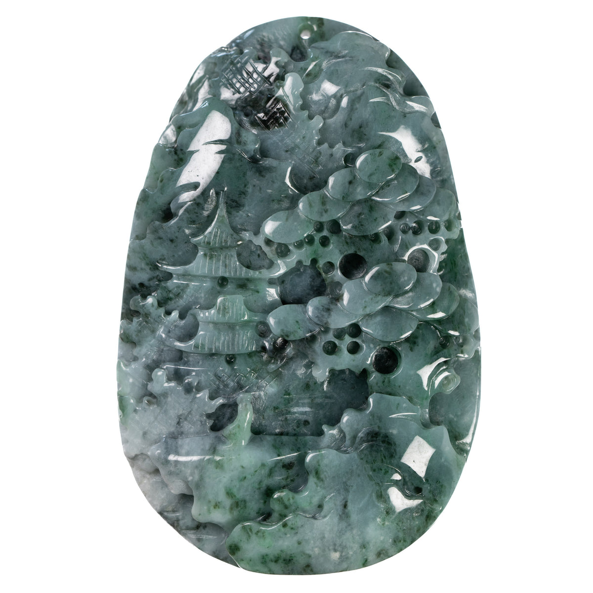 Jade Garden Scenery Pendant - Untreated Jadeite