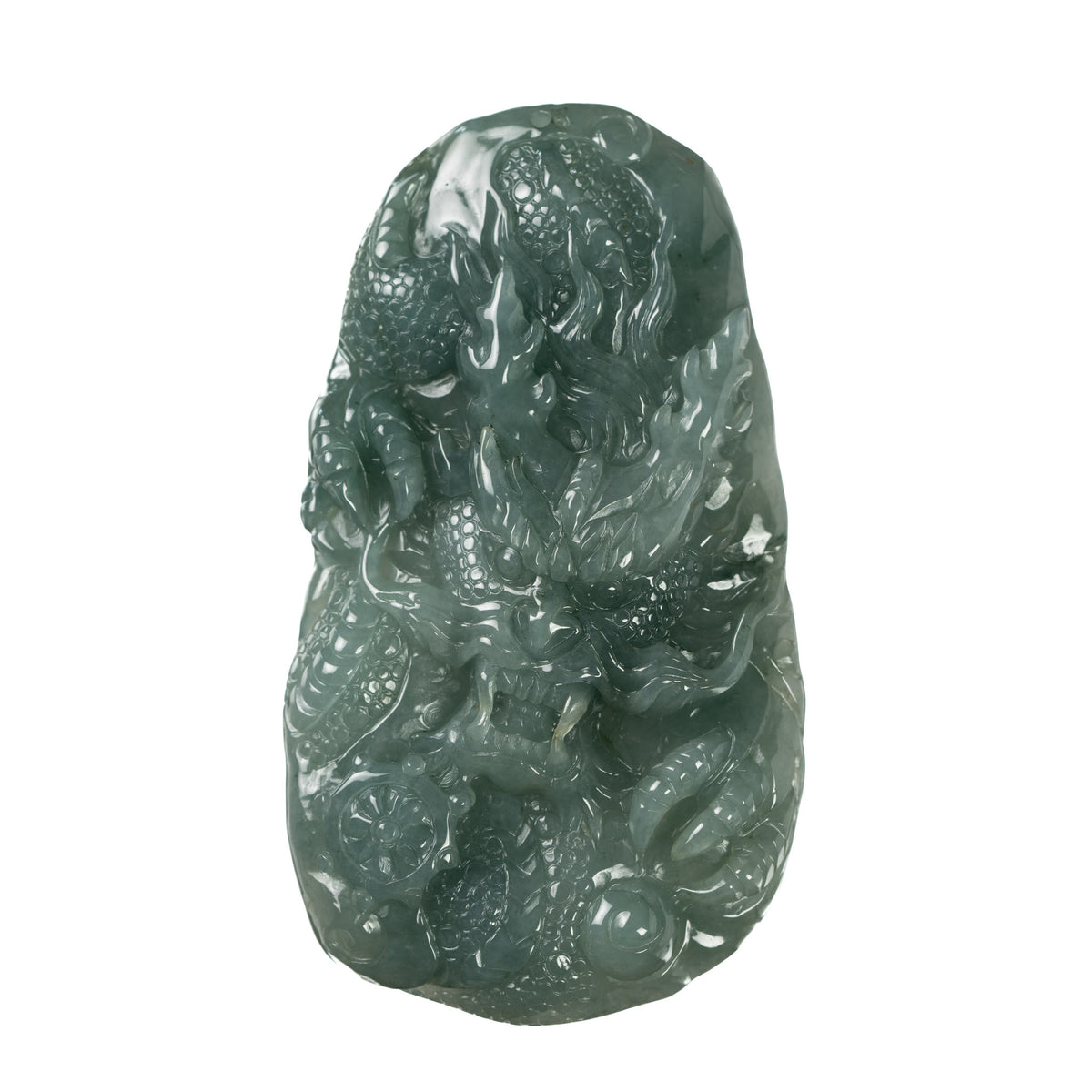 Green Jade Dragon Pendant - Burmese Jadeite