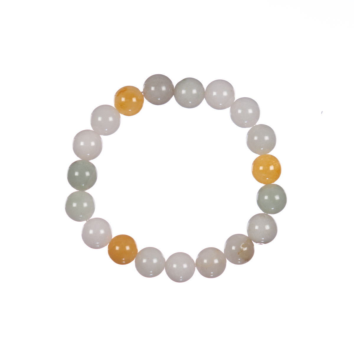 Three Colour Jade Bead Bracelet with Topaz - 10mm