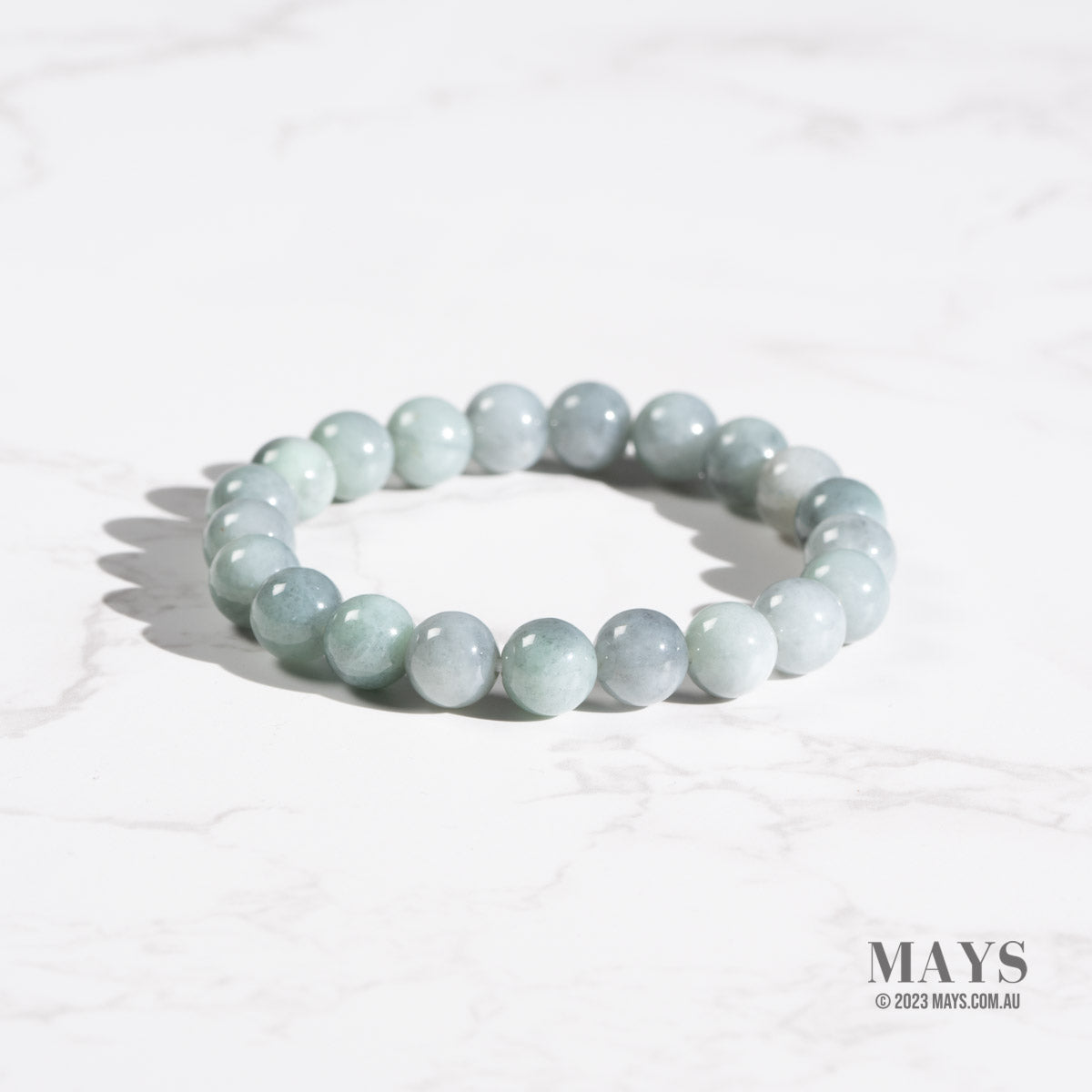 Greyish Green Jade Bead Bracelet - 9mm