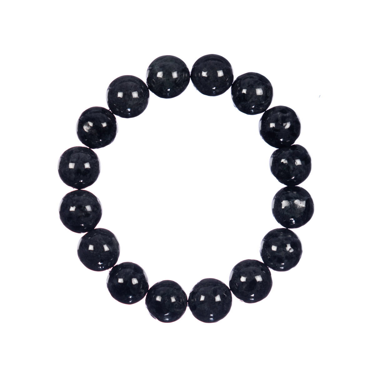 Mens Black Jadeite Jade Bead Bracelet - 13mm