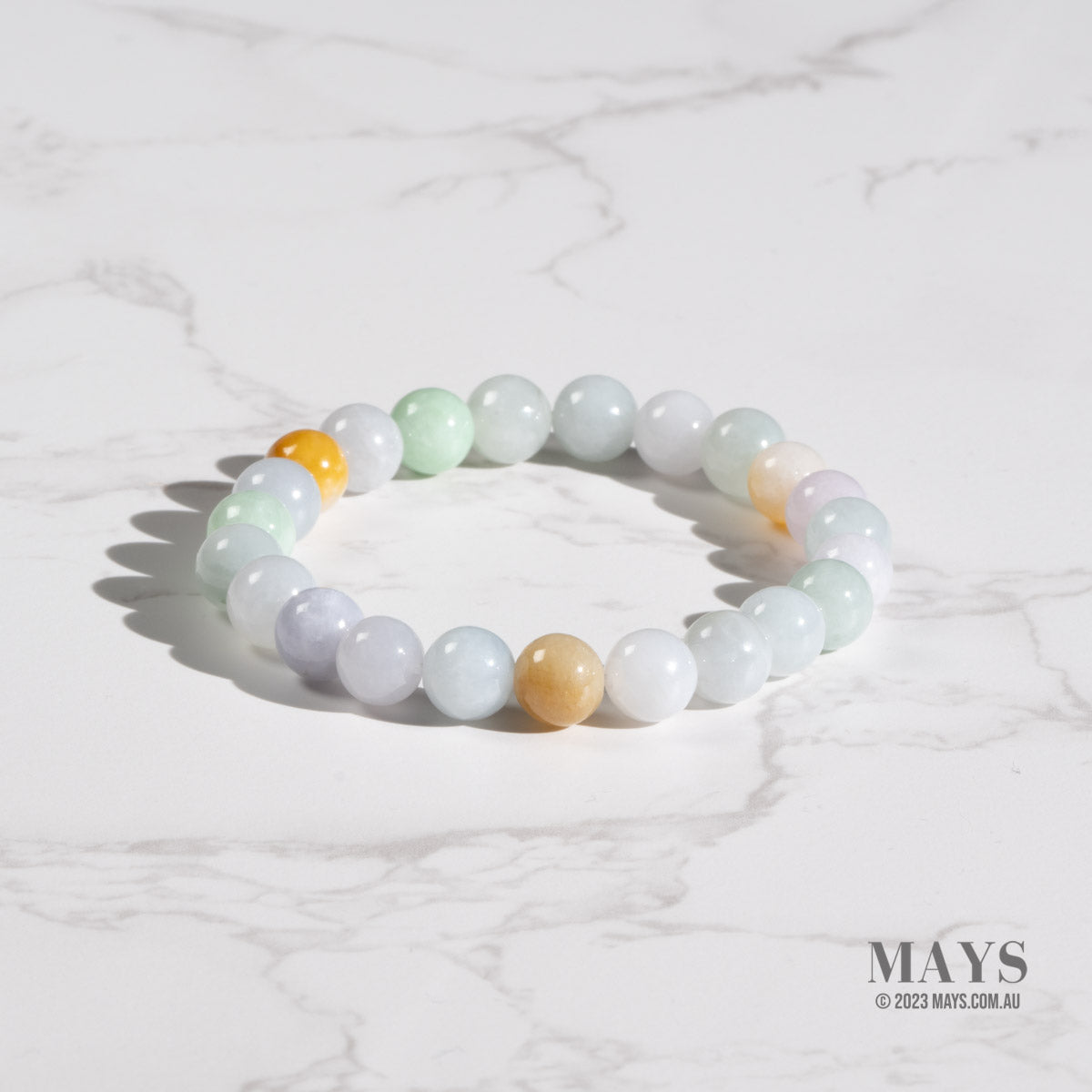 Small Multi Colour Jadeite Jade Bead Bracelet - 8mm