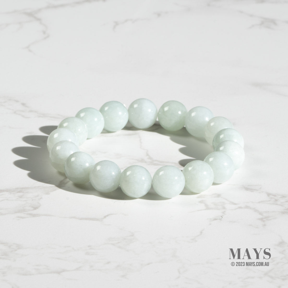 Pale Green Jadeite Jade Bead Bracelet - 10mm