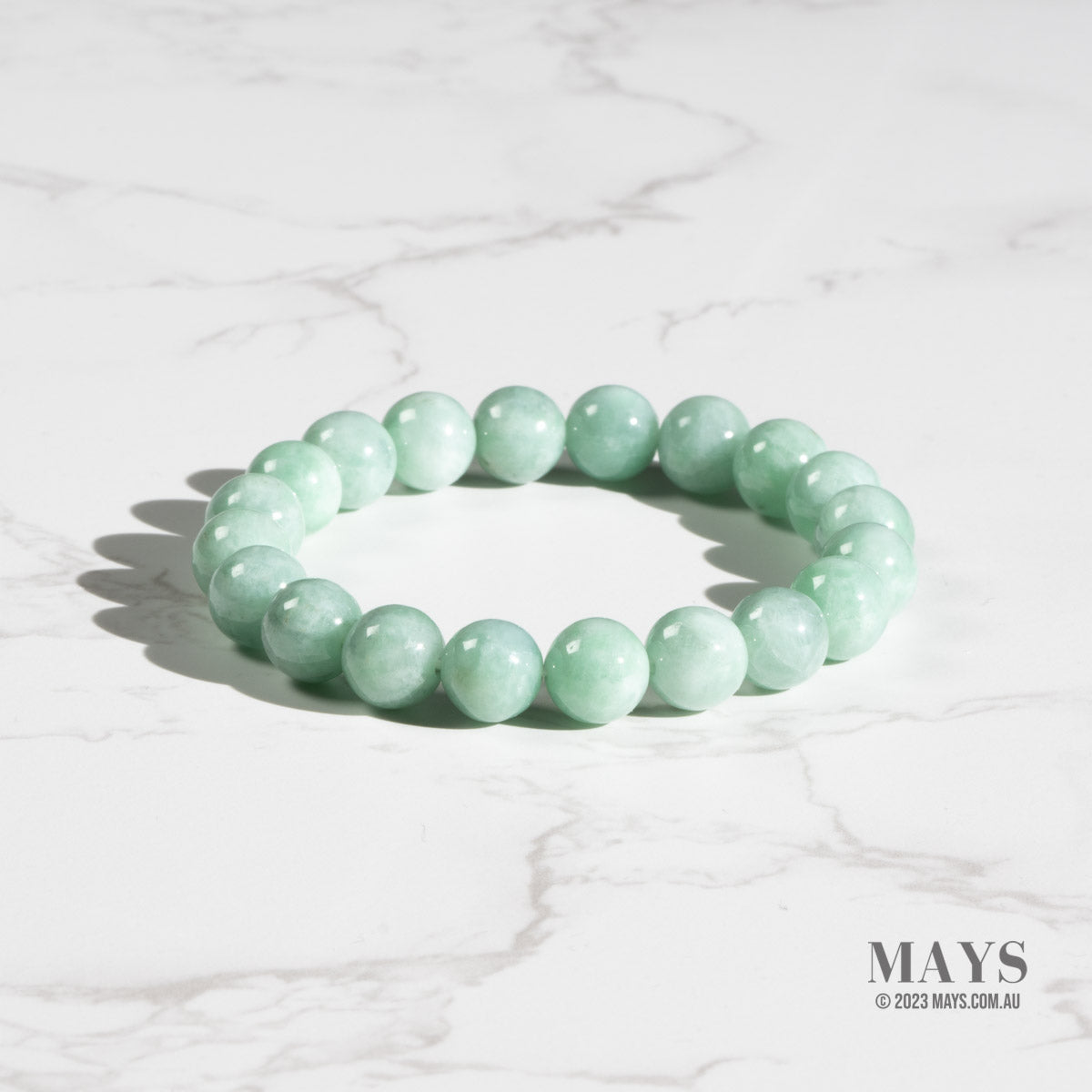 Light Green Jadeite Jade Bead Bracelet - 9mm