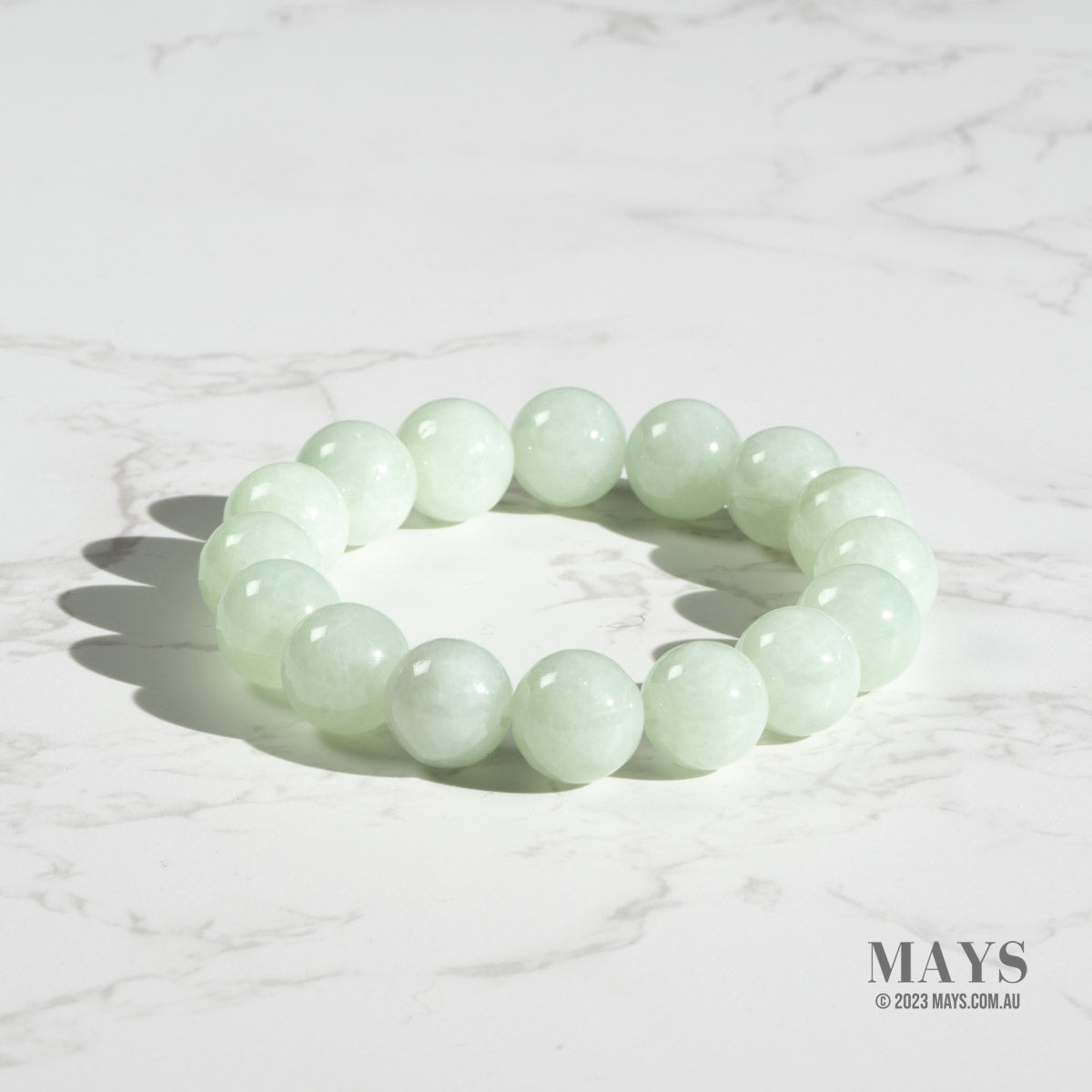 Translucent Light Green Jadeite Jade Bead Bracelet - 12mm