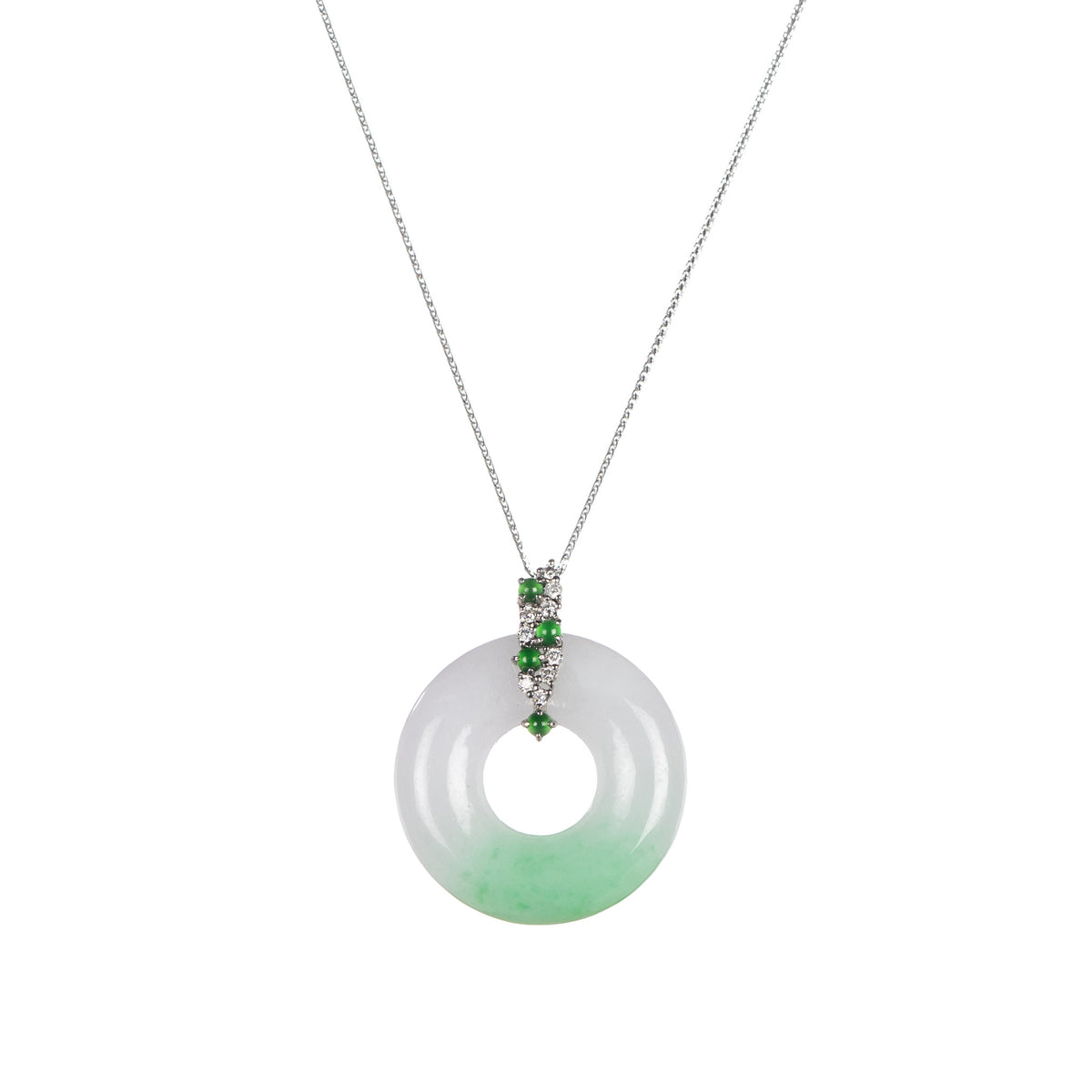 Jadeite Donut Pendant with Diamonds