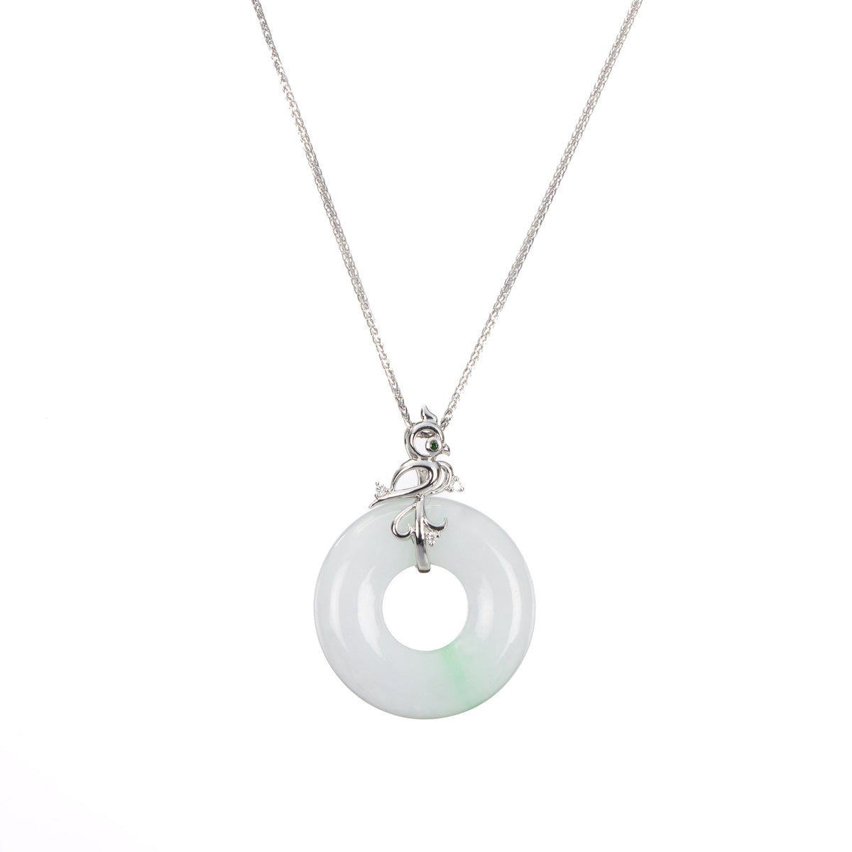 White Jade Donut Pendant in 18K Gold - Birdie