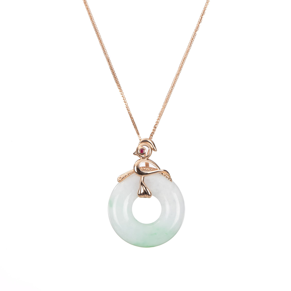 Birdie Jade Donut Pendant in 18K Rose Gold