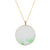 Circular Frame Jade Pendant in 18K Yellow Gold - Floral Frame