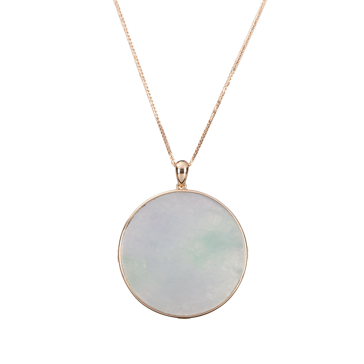 Translucent Circular Jade Pendant - Floral Frame