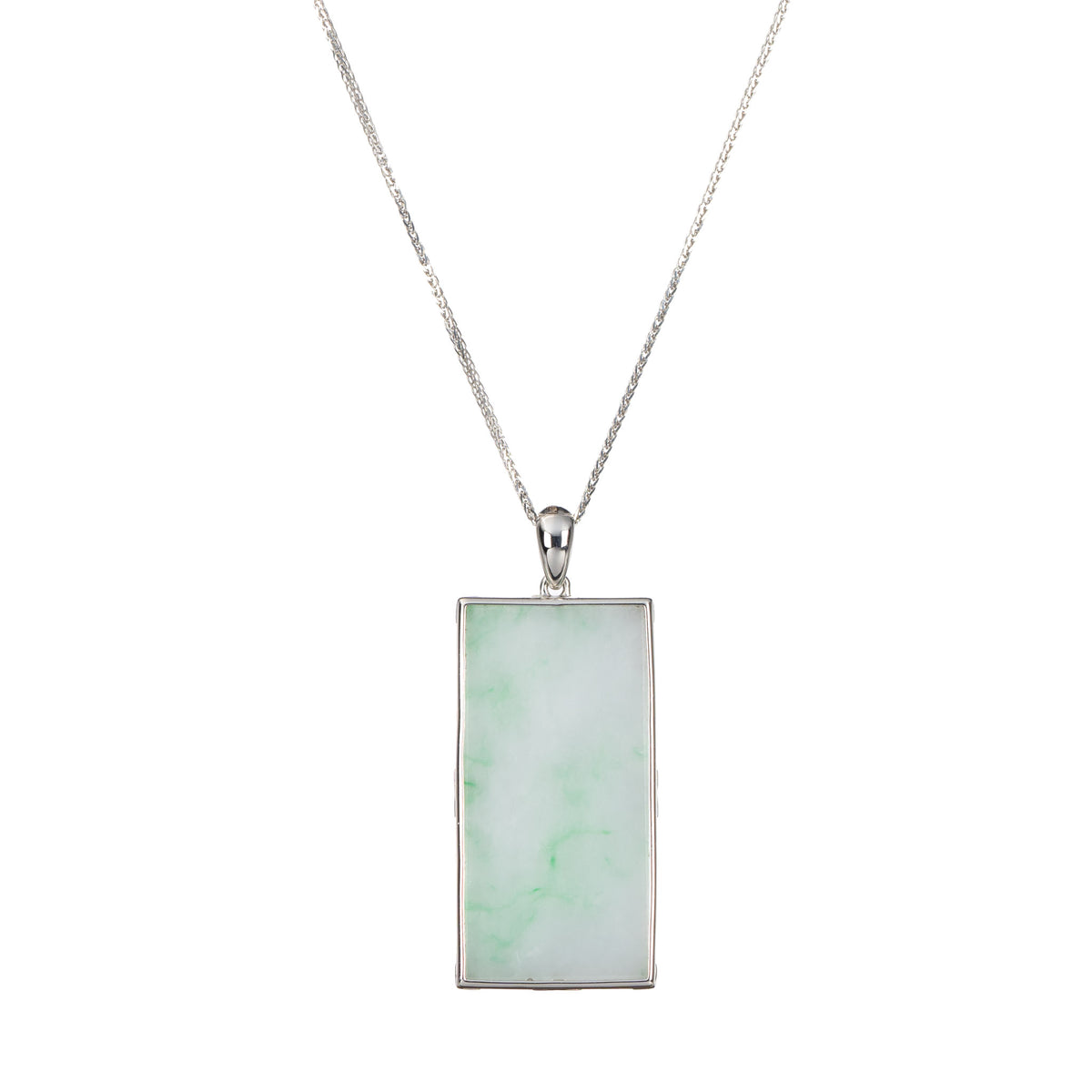 Rectangular Jadeite Jade Pendant - Floral Frame