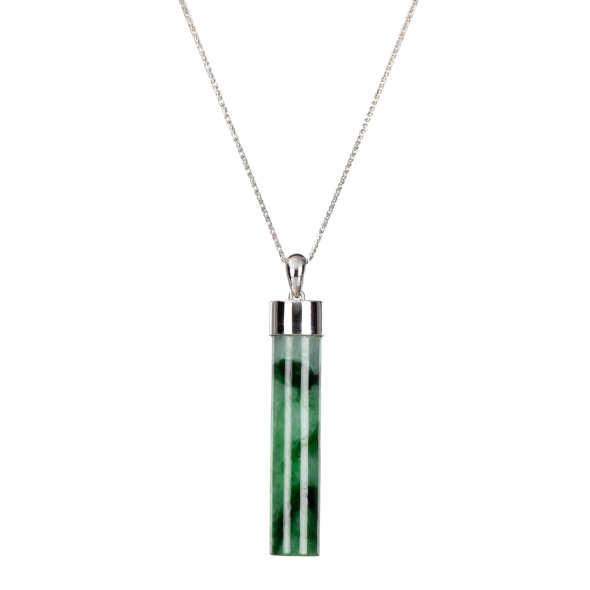 Cylinder Jade Pendant in 9K White Gold