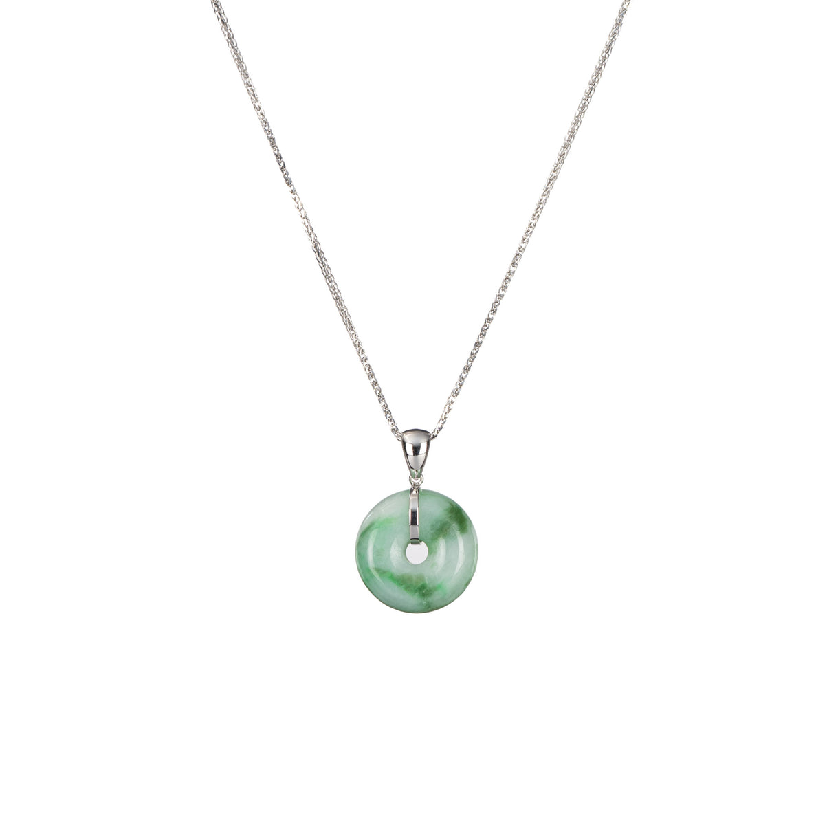 Dainty Jade Pendant in 18K White Gold - Kandy Donut