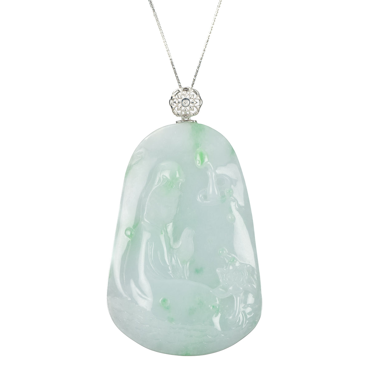 Jade Guanyin Carving Pendant - Goddess of Compassion