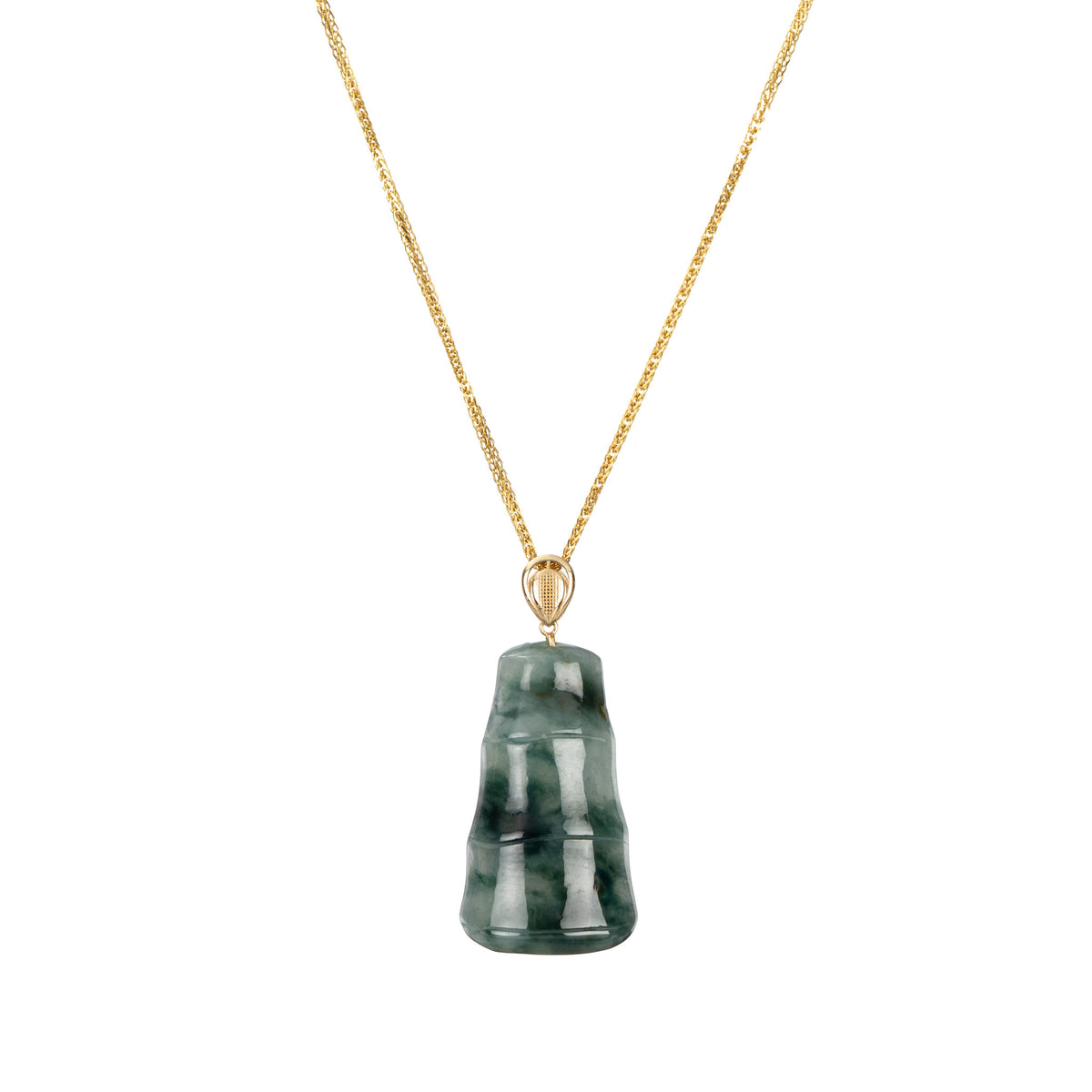 Dark Green Pattern Bamboo Jade Pendant