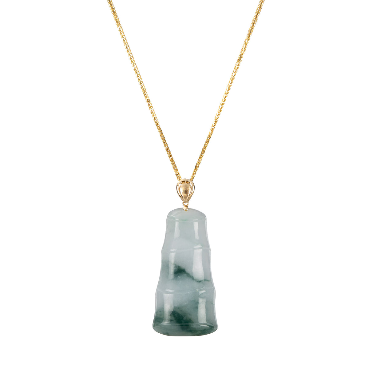 Bamboo Jadeite Jade Pendant in 18K Yellow Gold