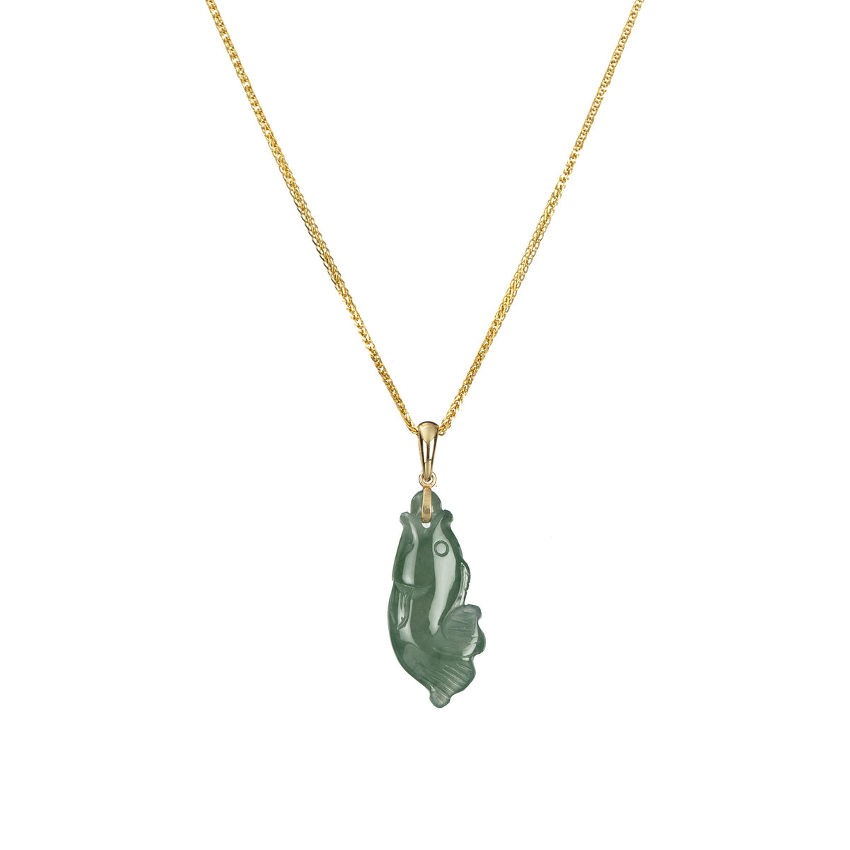 Unisex Jade Fish Necklace - Untreated Jadeite