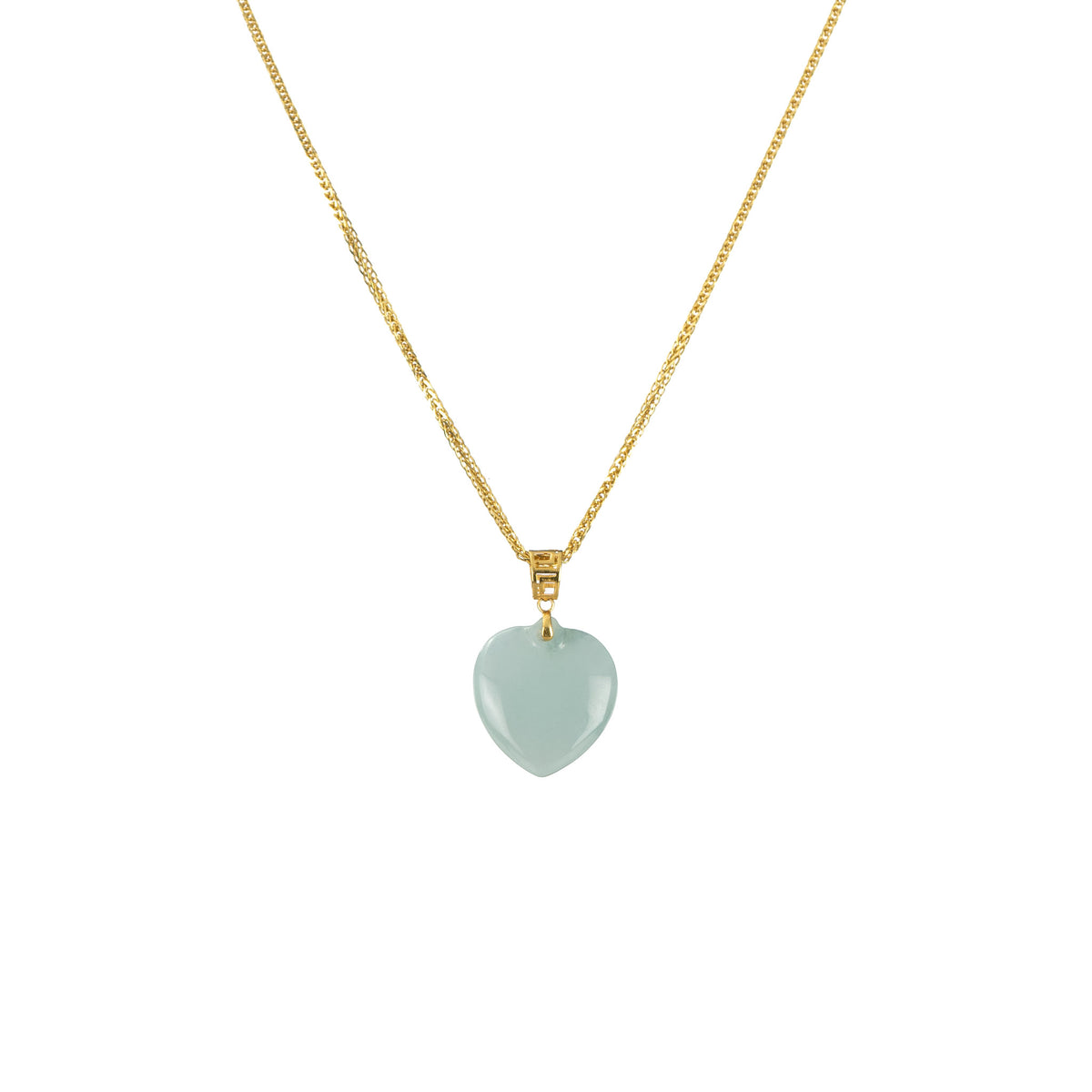 Jade Heart Pendant with 18K Yellow Gold - Genuine Burmese Jadeite