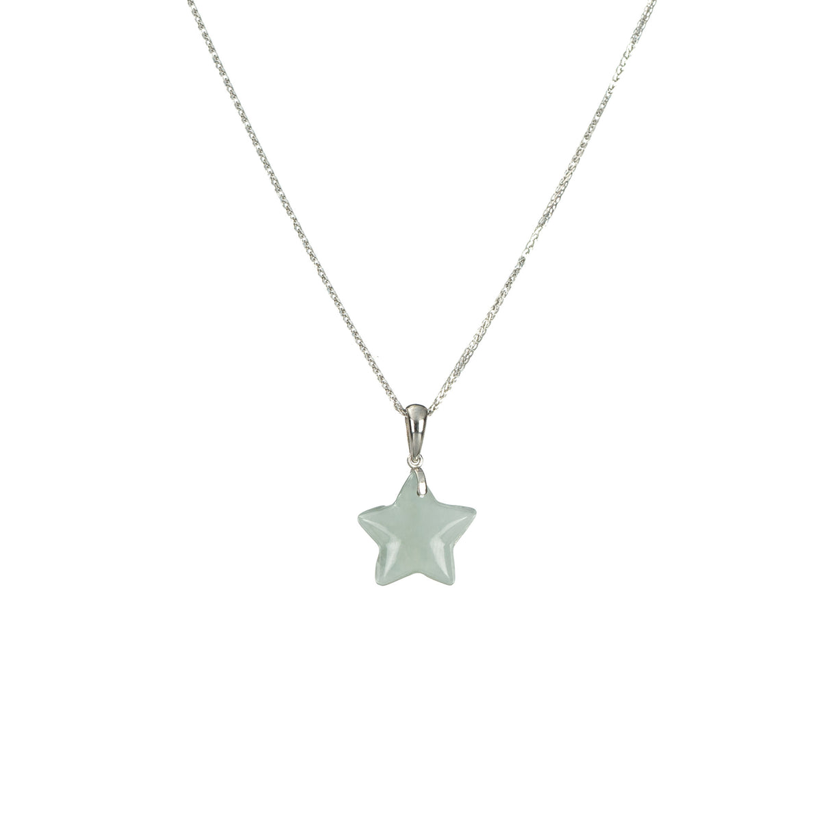 18K White Gold Jadeite Jade Star Pendant