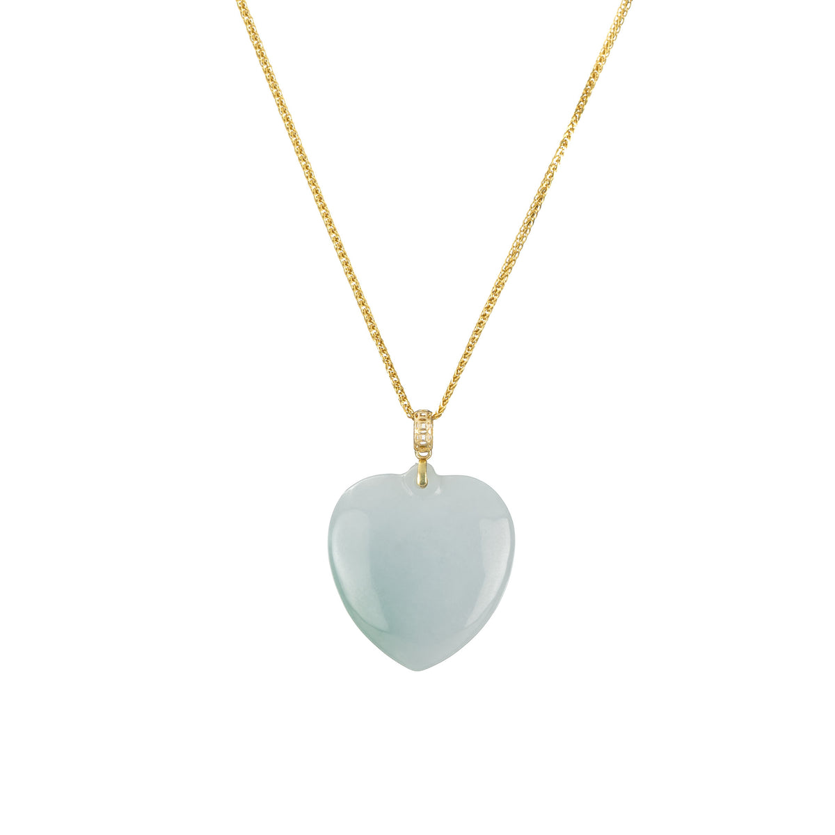 Heart Jadeite Jade Pendant - 18K Yellow Gold