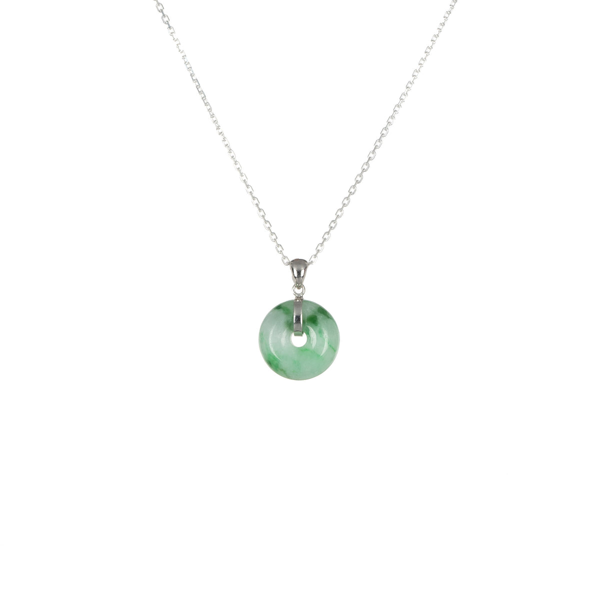 18K Green Pattern Jade Donut Necklace - Kandy Donut