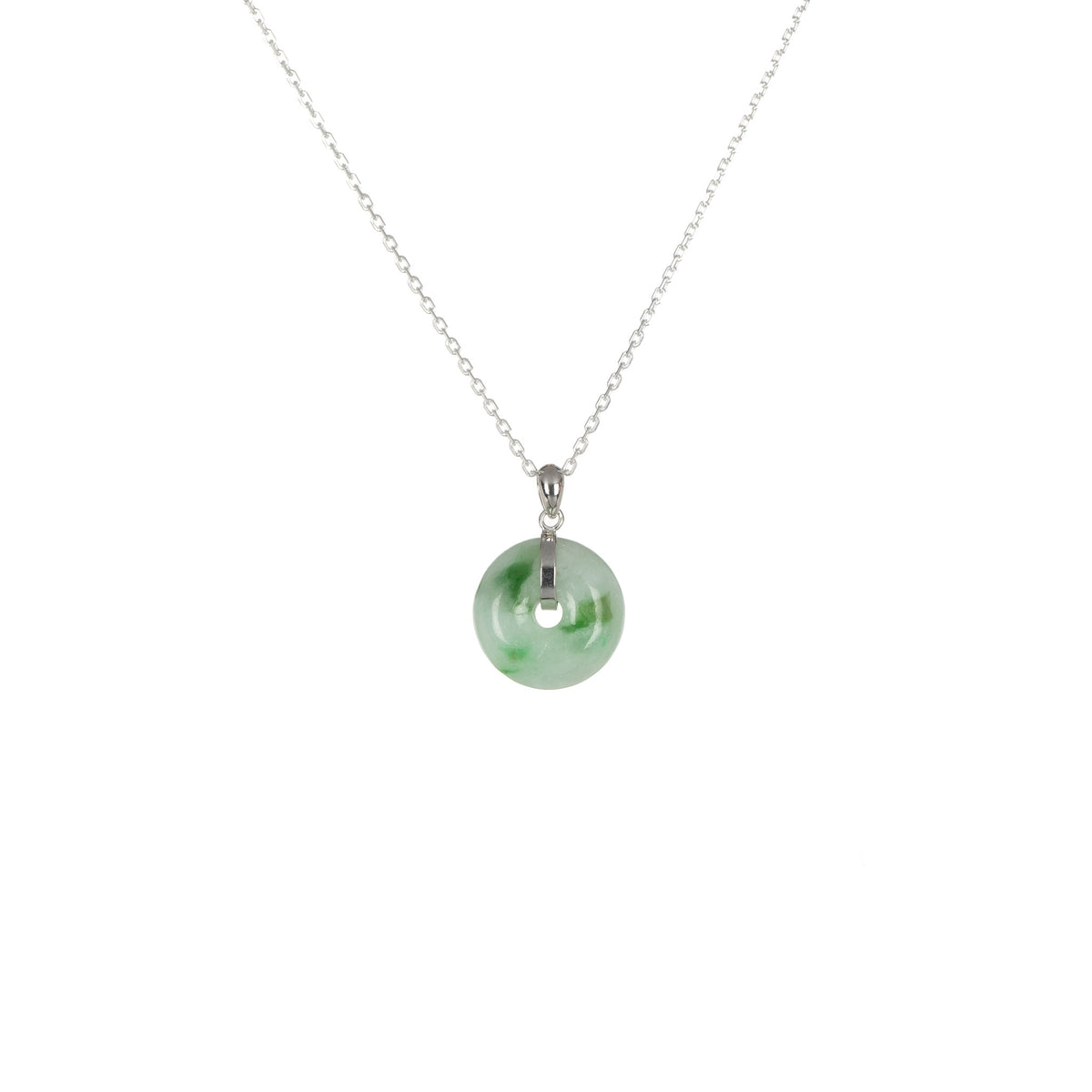 Grade A White with Green Pattern Jadeite Necklace - Kandy Donut