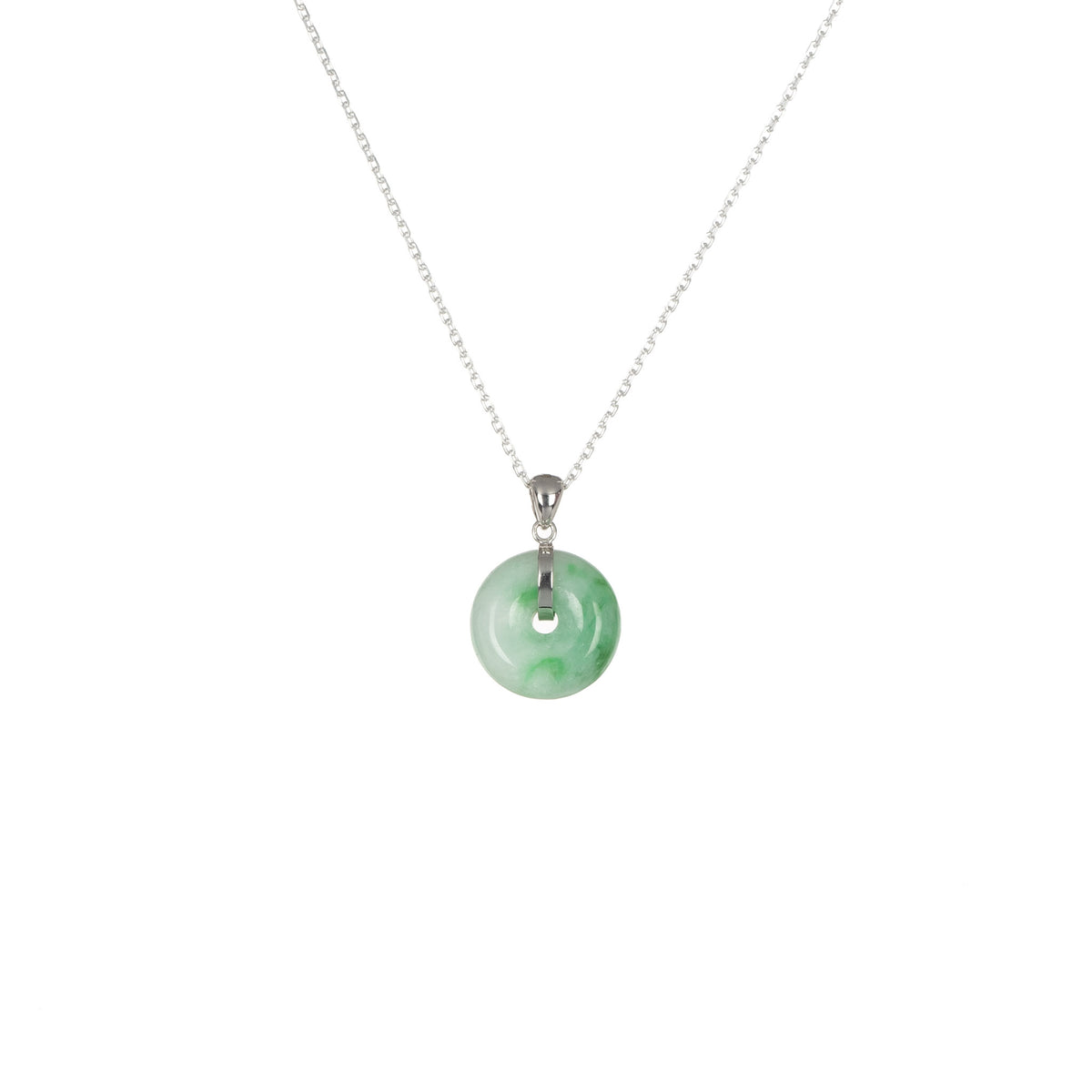 18K Apple Green Pattern Jade Donut Necklace - Kandy Donut