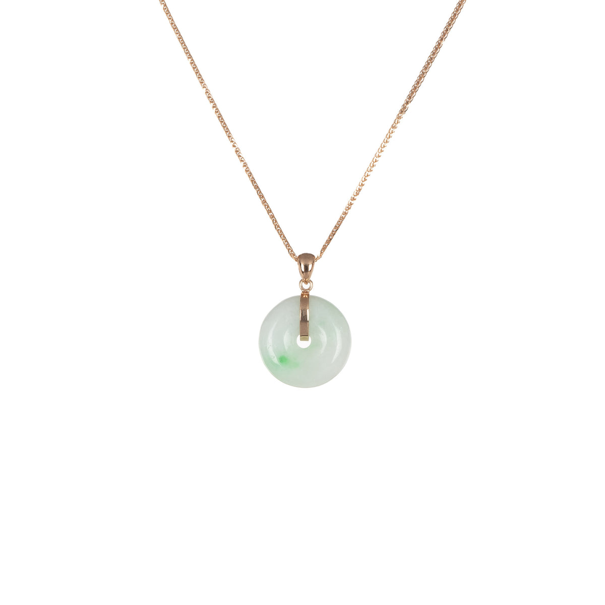 18K White with Apple Green Vein Jadeite Necklace - Kandy Donut