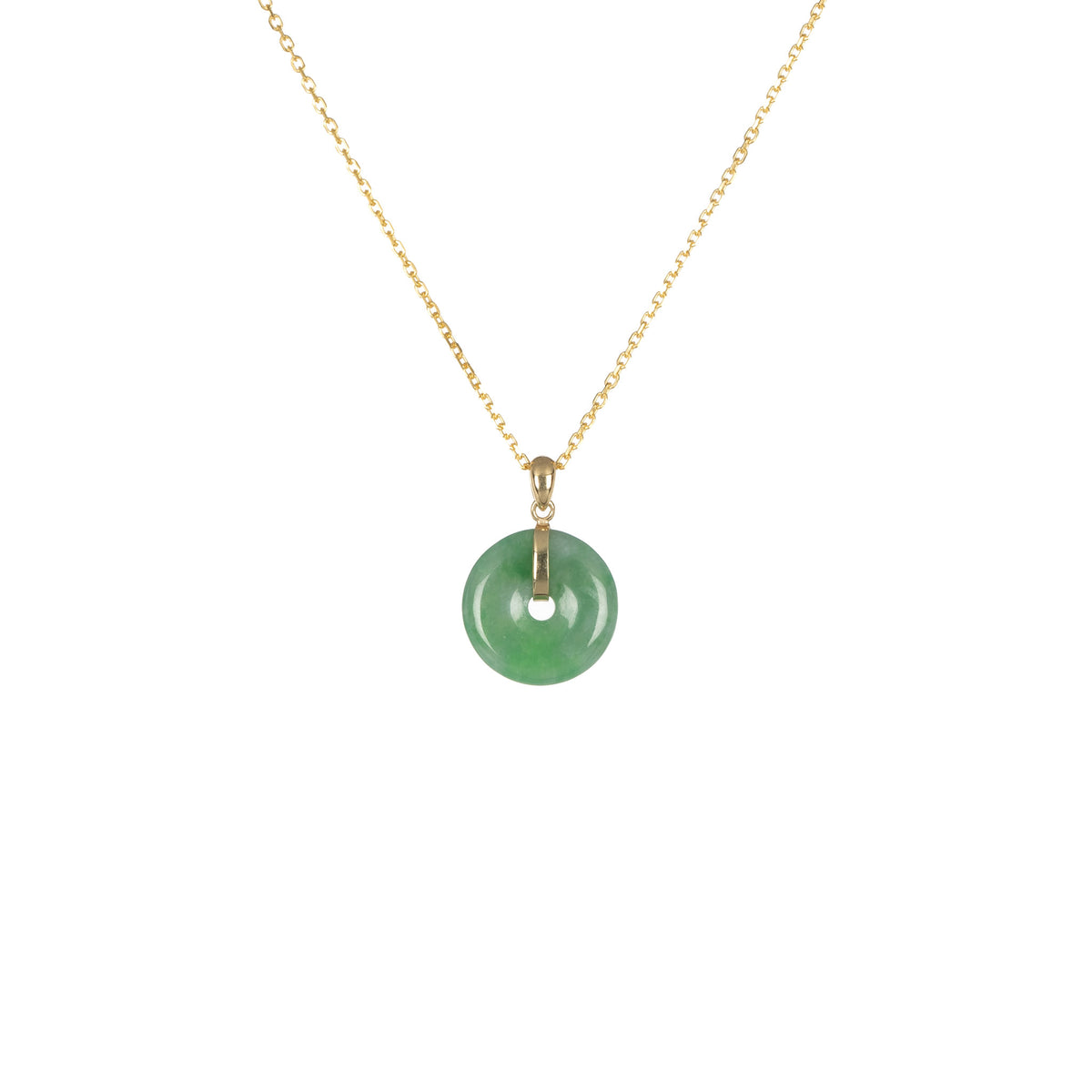 18K Imperial Green Jade Necklace - Kandy Disc