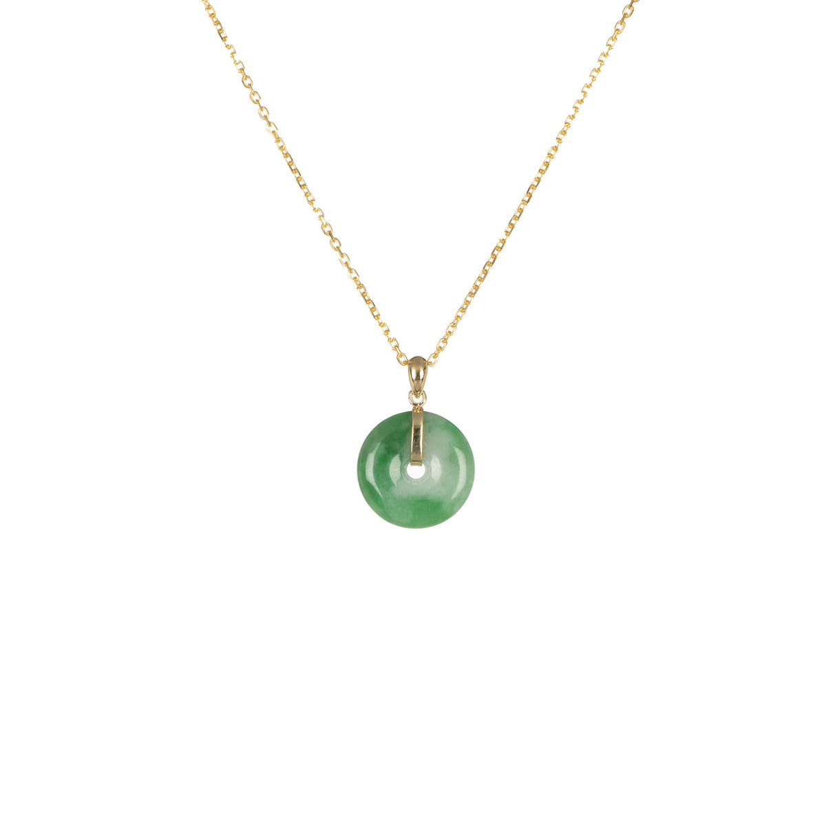 Natural Imperial Green with White Jade Disc Necklace - Kandy Disc